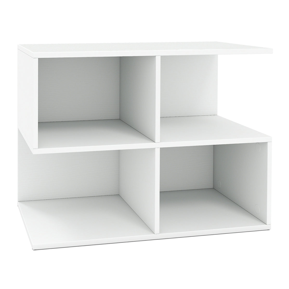 3-Tier Modern S-shaped End Table with 4 Storage Cubes-White