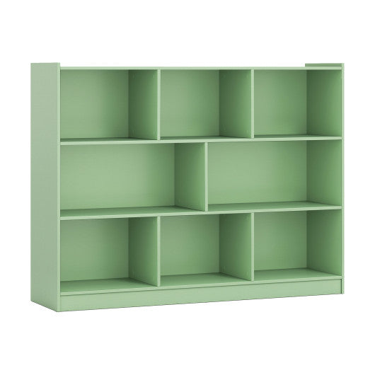 3-Tier Open Bookcase 8-Cube Floor Standing Storage Shelves-Green