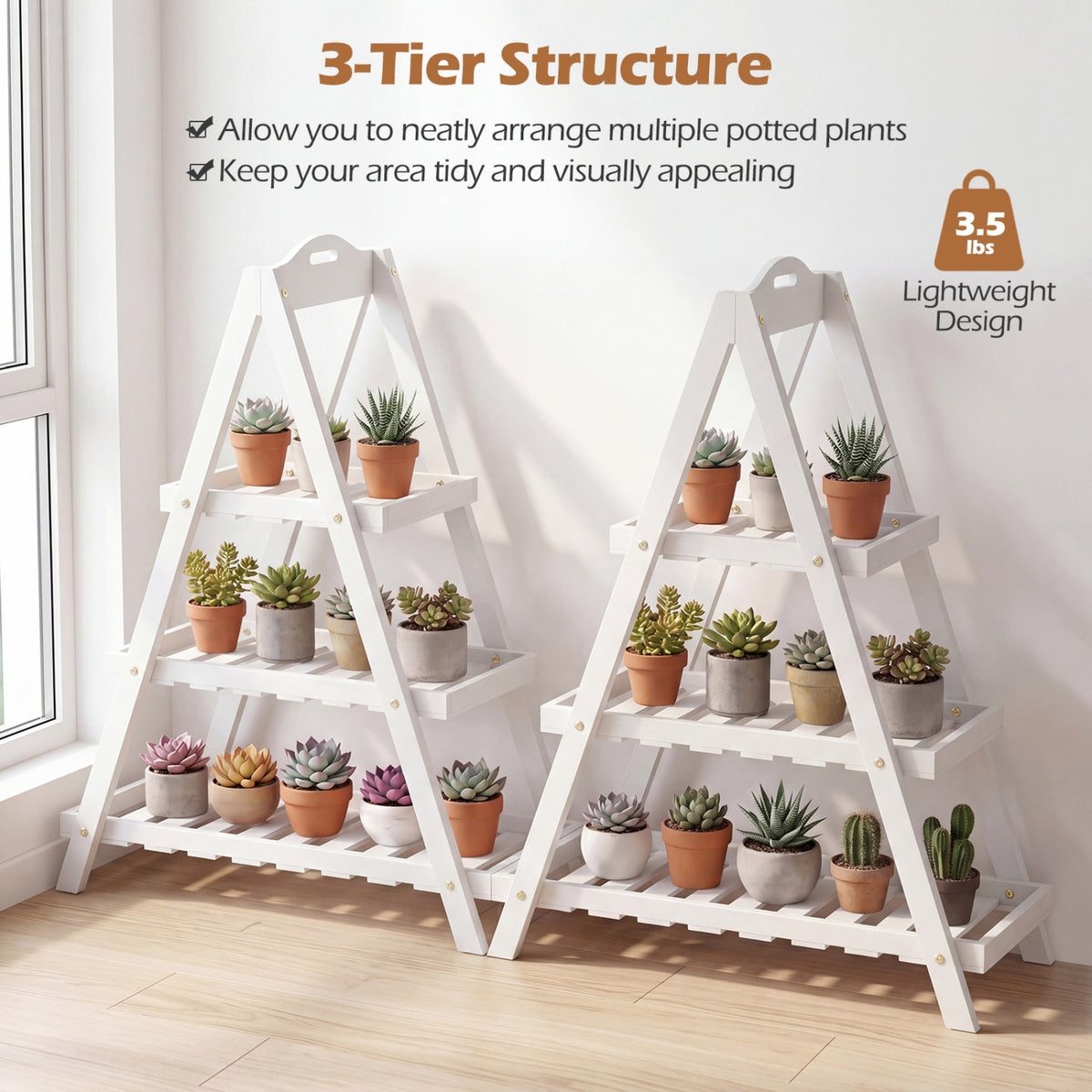 3-Tier Plant Stand Flower Pot Display Shelf-White