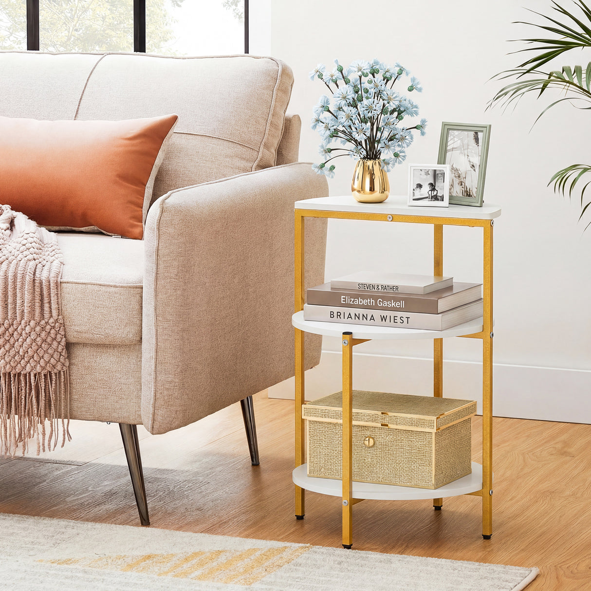 3-Tier Round End Table for Small Space and Bedroom Room-Set of 1
