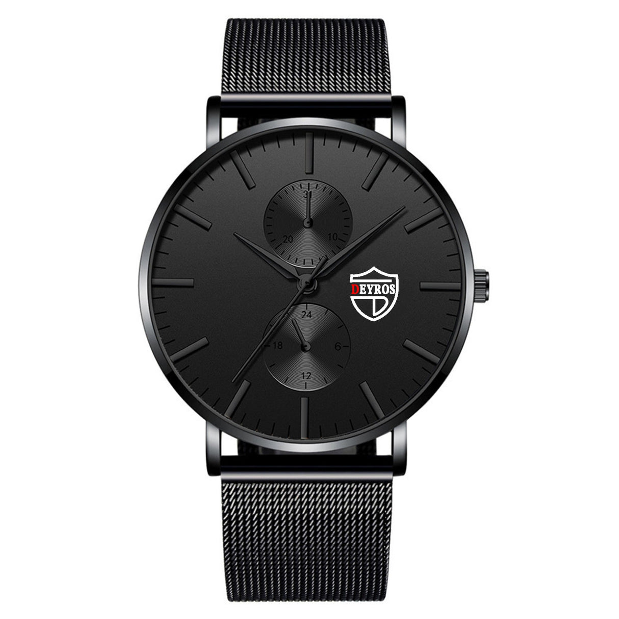 Black 3Bar Watch Men Women'S Watches Ladies Watch With Crystals Fashion Stainless Steel Band Comfortable Wristwatch
