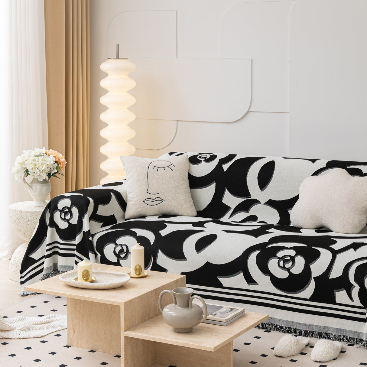 Chenille Sofa Cover Blanket, Couch Cover Blanket Throws for Couches Living Room Furniture Throw Covers