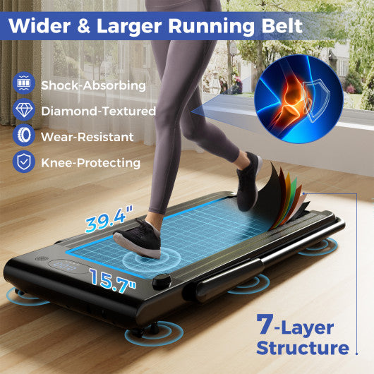 3-in-1 3HP Folding Treadmill with Smart Apps Remote Control and Speakers-Black