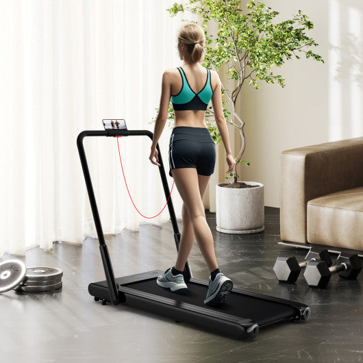 3-in-1 3HP Folding Treadmill with Smart Apps Remote Control and Speakers-Black