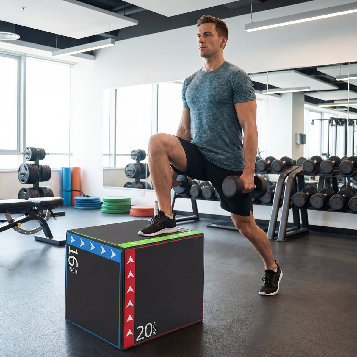 3-in-1 Plyometric Box 16 x 20 x 24 Inches Soft Plyo Jump Box