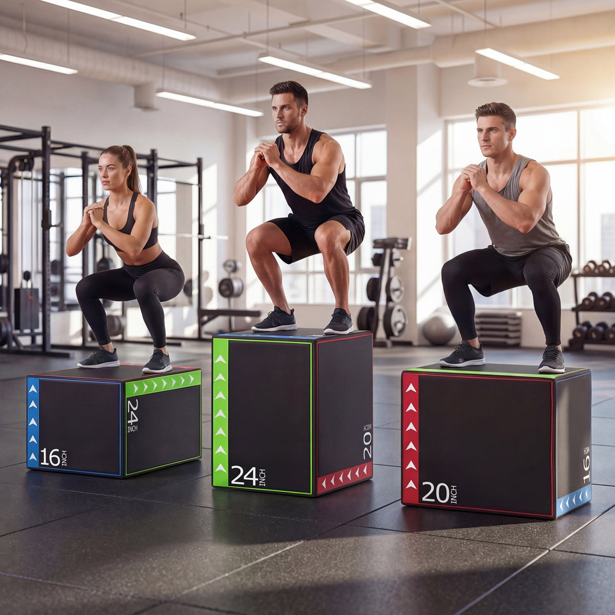 3-in-1 Plyometric Box 16 x 20 x 24 Inches Soft Plyo Jump Box