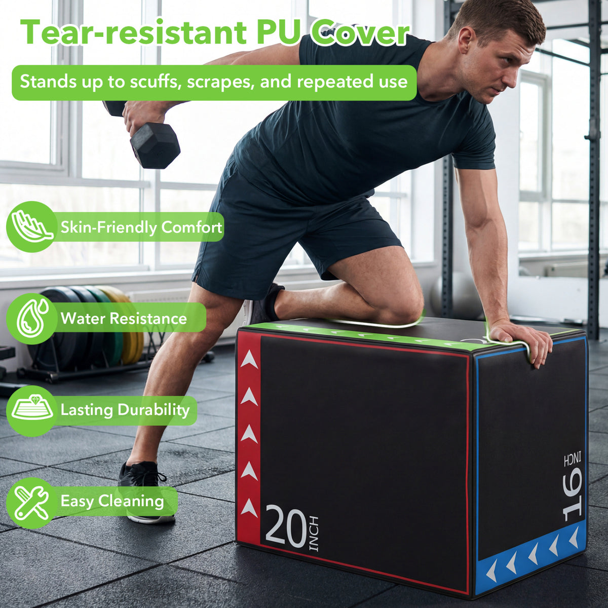 3-in-1 Plyometric Box 16 x 20 x 24 Inches Soft Plyo Jump Box