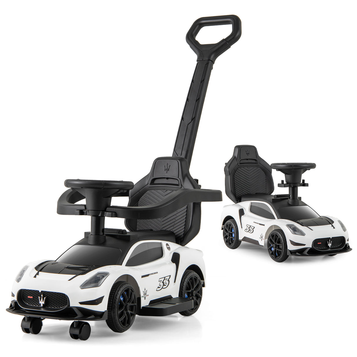 3-in-1 Ride on Push Car Maserati Licensed Sliding Car with Music-White