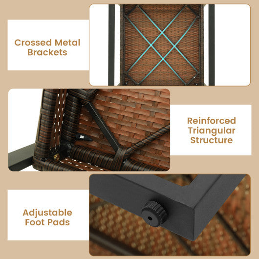 3 Piece Patio Conversation Set with Solid Acacia Wood Armrests and Tabletop-White