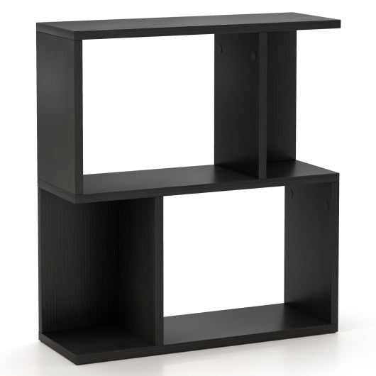 3-Tier Bookshelf with Display Shelf for Small Space-Black