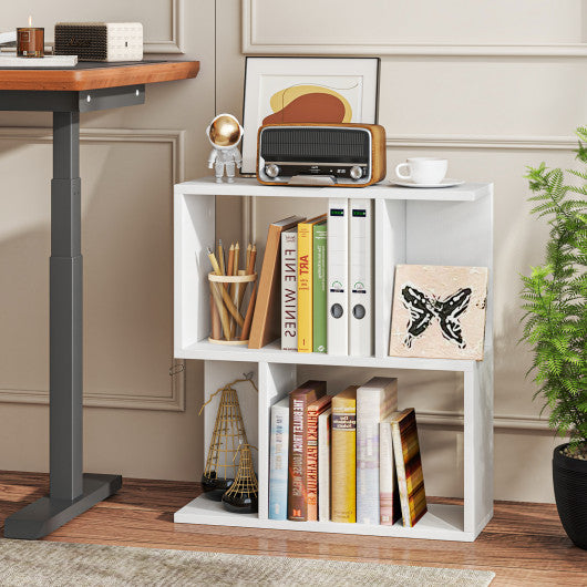 3-Tier Bookshelf with Display Shelf for Small Space-White