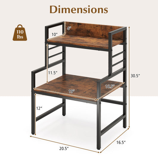 3-Tier Microwave Stand with 2 Open Shelves and Heavy-duty Metal Frame-Rustic Brown