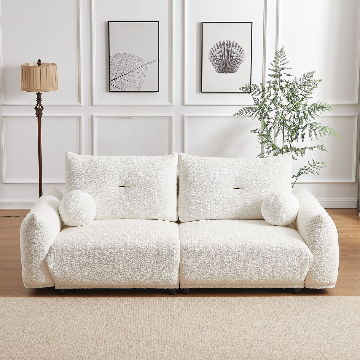 2 Seater Cushion Sofa With 2 Cushions And 2 Ball Pillows by Couch.com