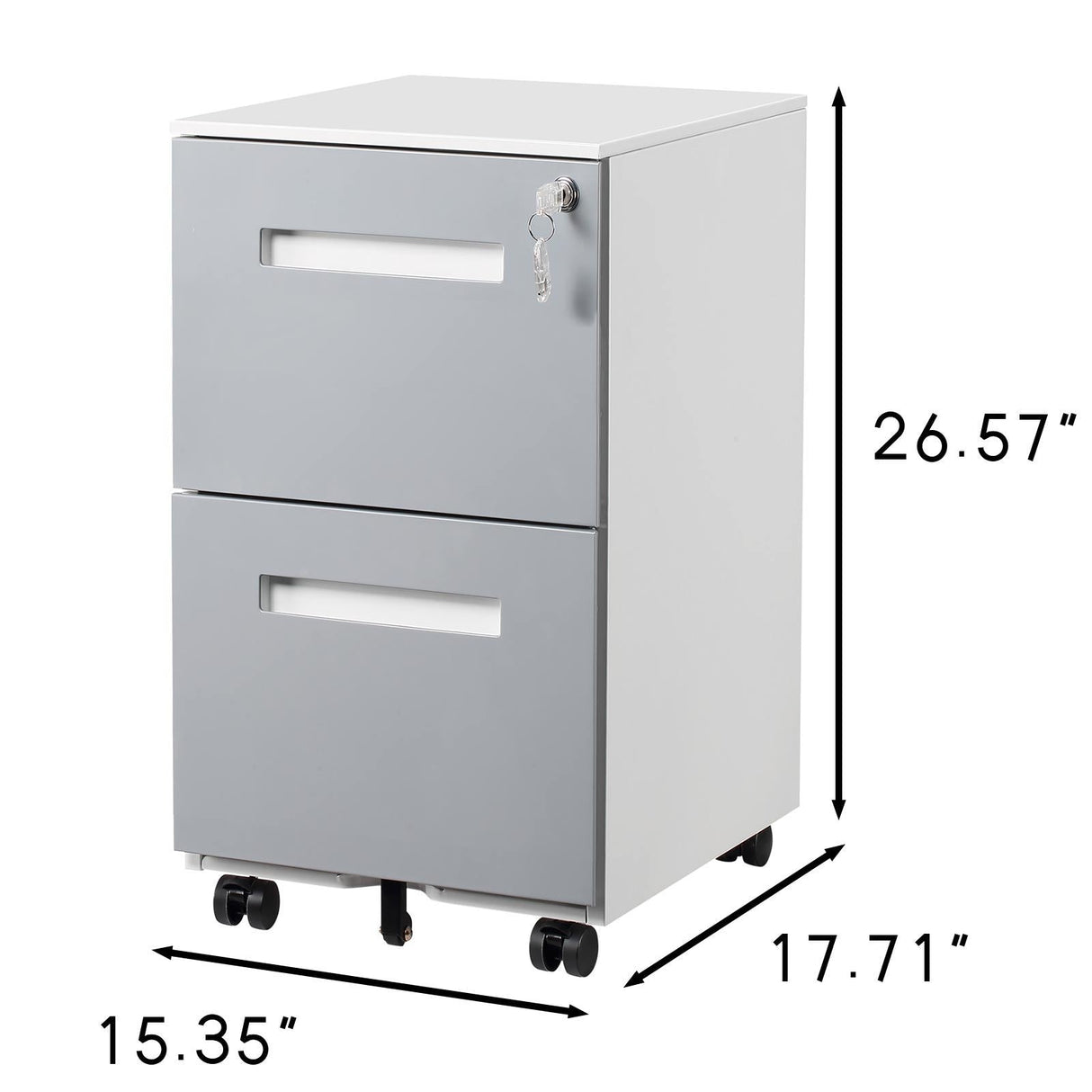 3 Drawer Mobile Locking File Cabinet, Rolling Filing Cabinet For Letter / A4 Size With 5 Wheels - Gray by Couch.com