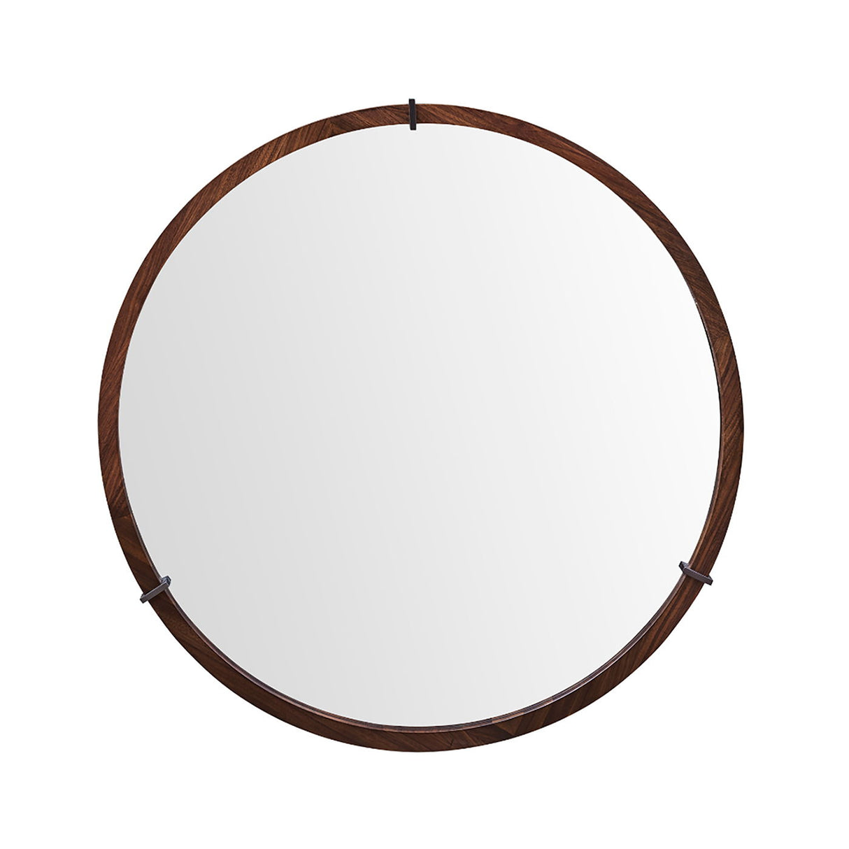 Hausen - Mid-Century Modern Round Accent Wall Mirror - Brown Walnut by Couch.com