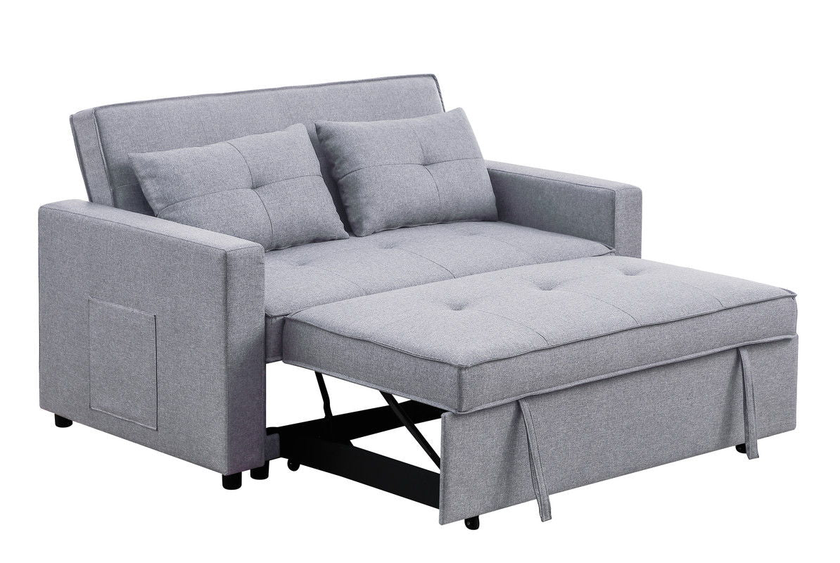 Zoey - Linen Convertible Sleeper Loveseat With Side Pocket by Couch.com