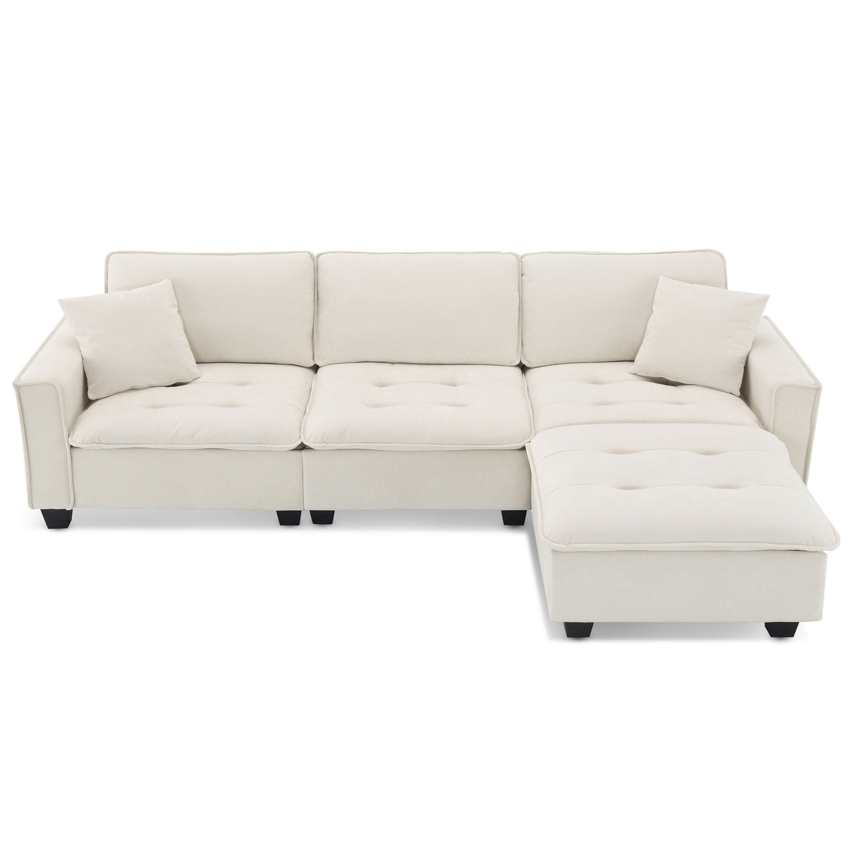 Modern Convertible Sectional L Shaped Reversible Couch Set With Free Pillows 4 Seat Suede Sleeper Sofa With Ottoman by Couch.com