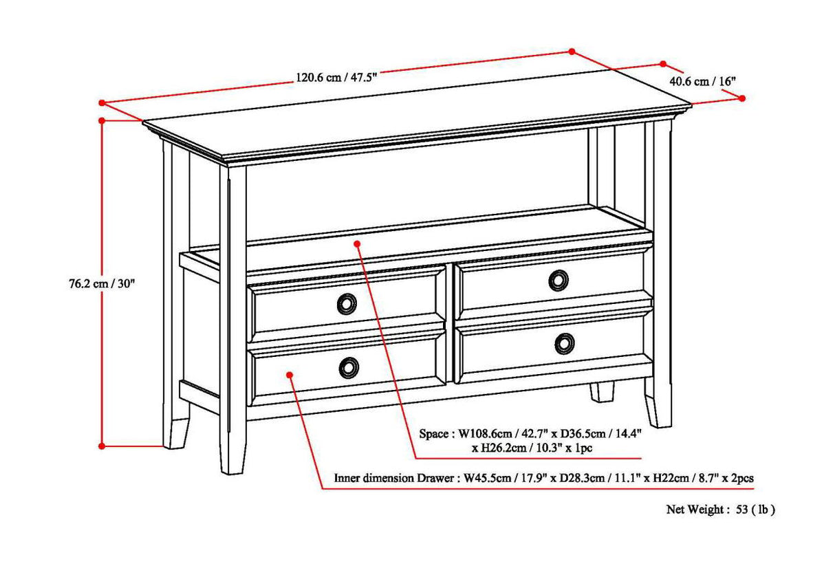 Amherst - Console Sofa Table, Handcrafted by Couch.com