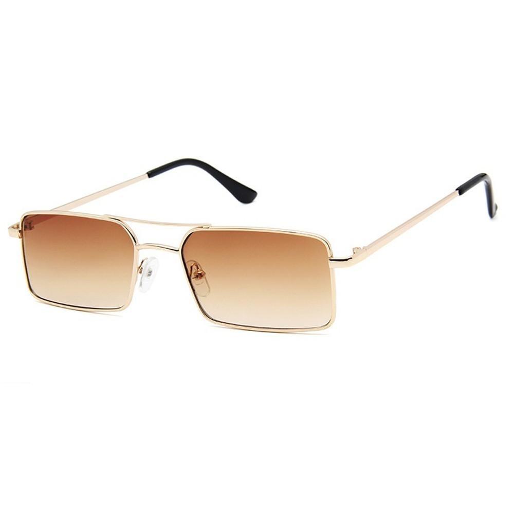 Luxury Famous Retro Modern Square Unisex Men and Women‘s Sunglasses With Alloy Metal Small Frame With Clear Double Bridge Men's Sunglasses