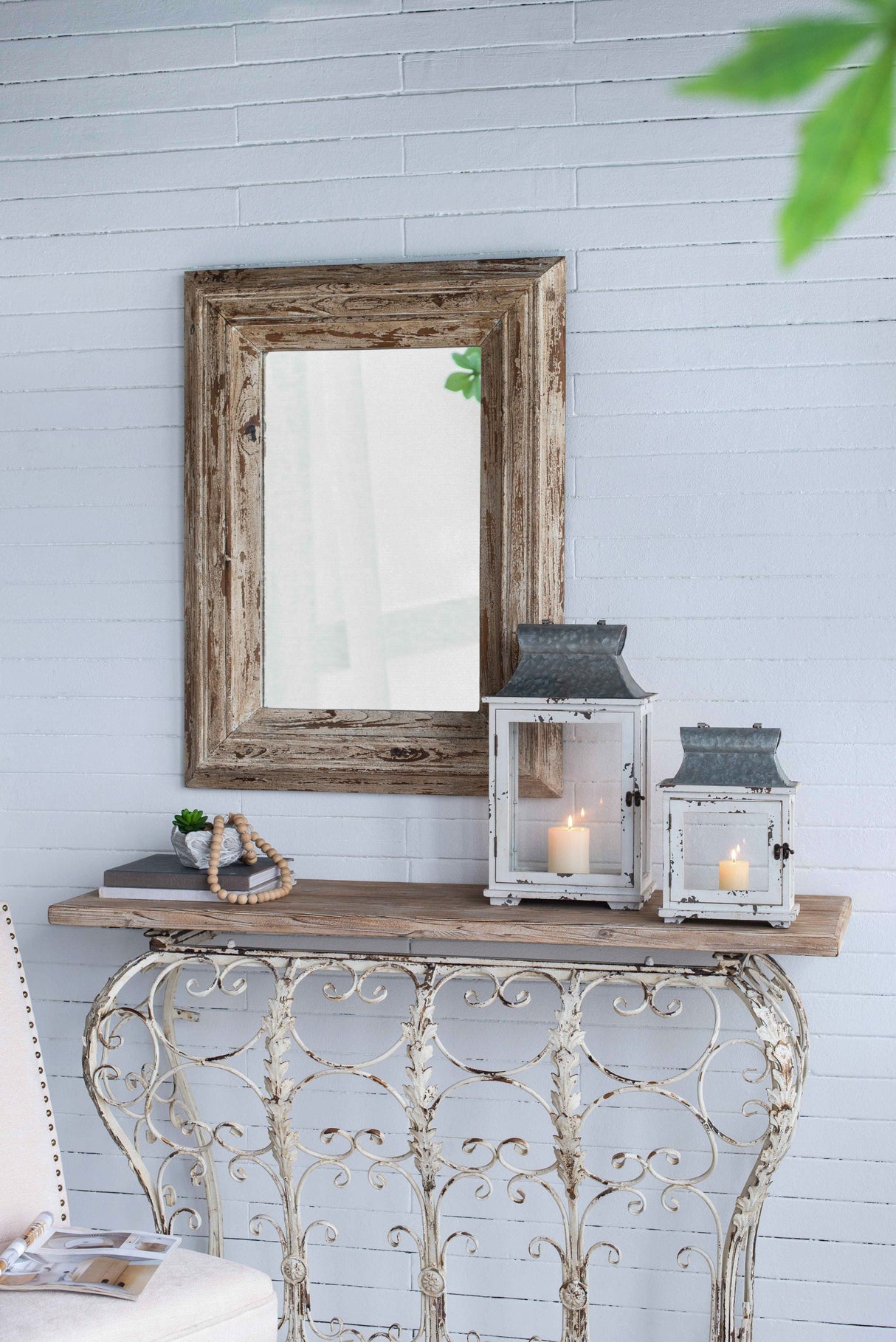 Wooden Candle Lantern Decorative, Hurricane Lantern Holder Decor For Indoor Outdoor, Home Garden Wedding - White by Couch.com