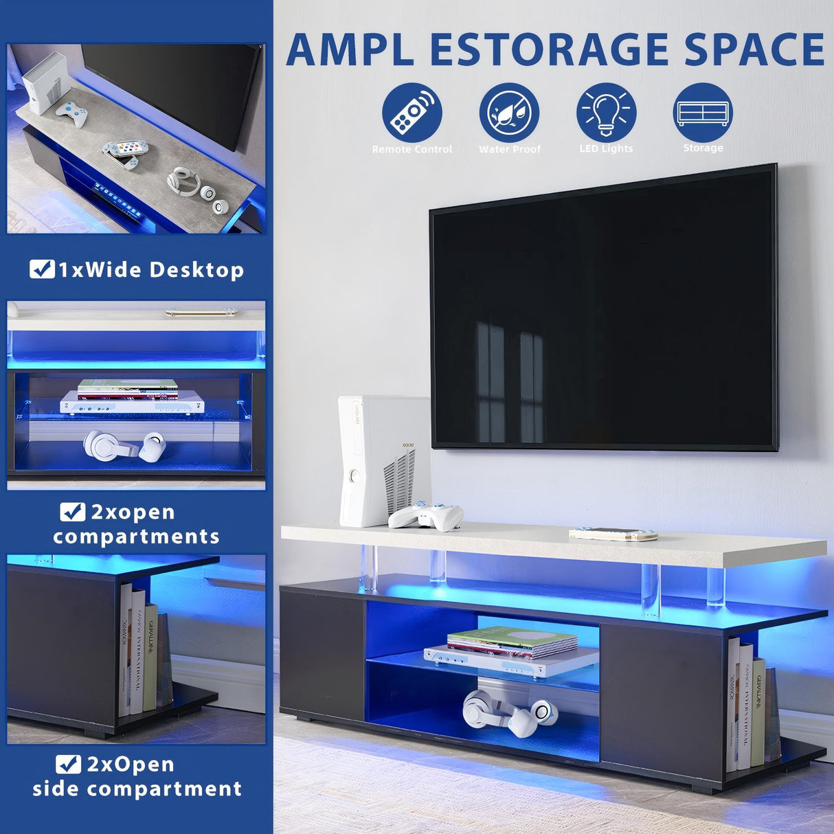 TV Stant With LED And Large Side Cabinet by Couch.com