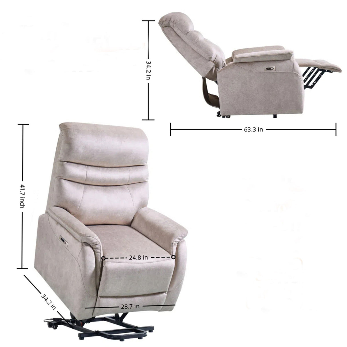 Comfortable Electric Lift Chair, Made Of High Grade Leather, Provides Full Body Support And Convenient Remote Control Operation, Making It An Ideal Choice For The Elderly And Those With Limited Mobili - Light Gray by Couch.com