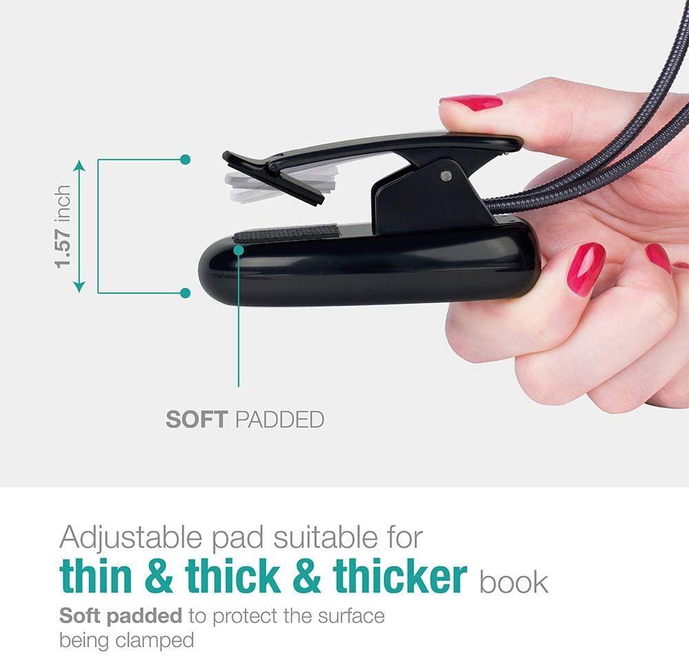 Super Adjustable Goosenecks Clip LED Lamp For Book Reading With Stand And Double Ligh Rechargeable 12 LED Warm Book Light, Clip On Bed Reading Light, Music Stand Lamp, 2 Brightness & 2 Goosenecks Light Up 2 Full Pages. Perfect For Bookworms, Kids & Music