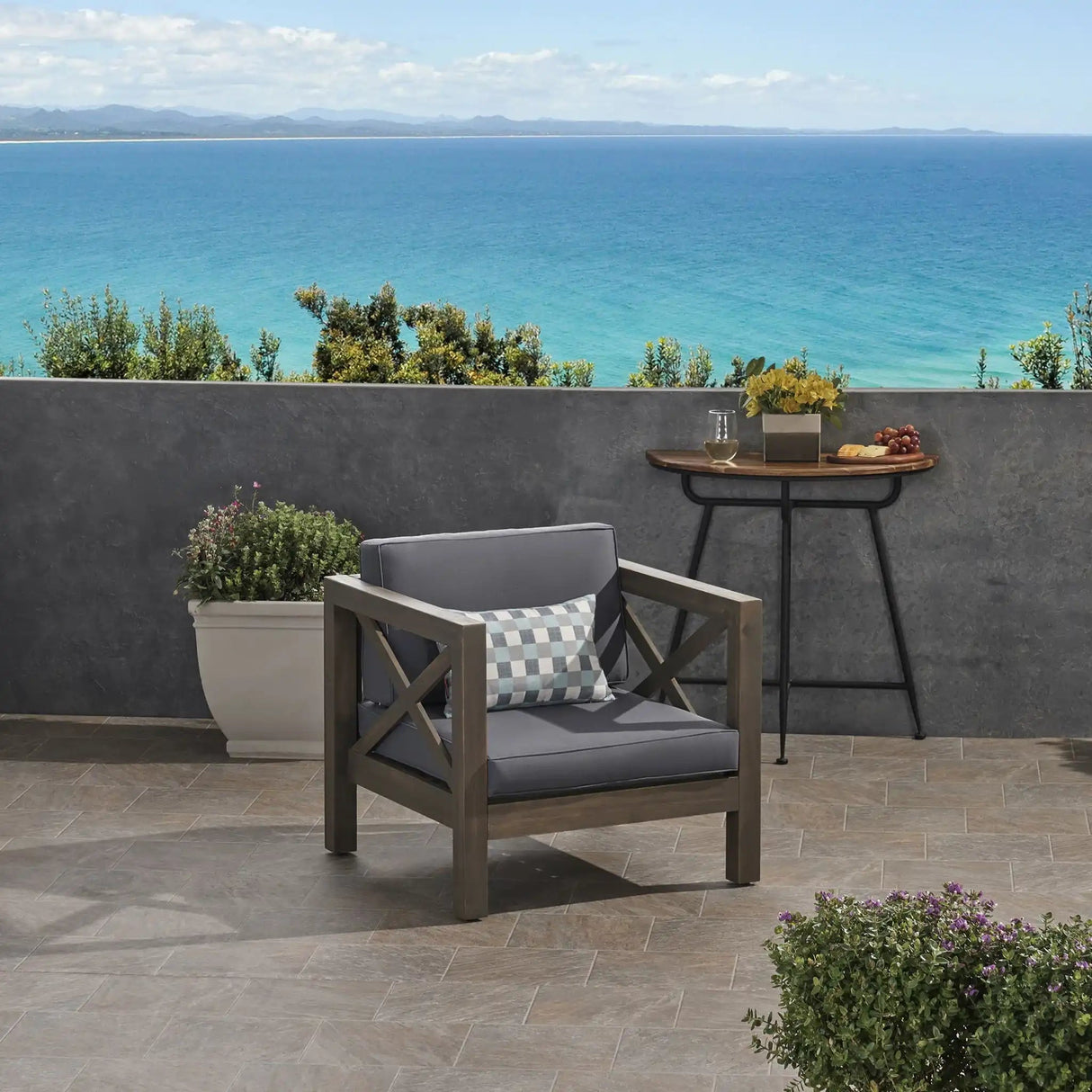 Brava Mid-Century Modern Club Chair with Water Resistant Cushions