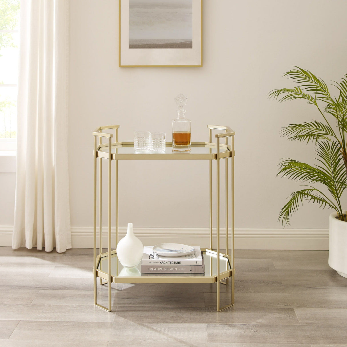 Modern Glam Mirror Top Accent Table - Pale Gold by Couch.com