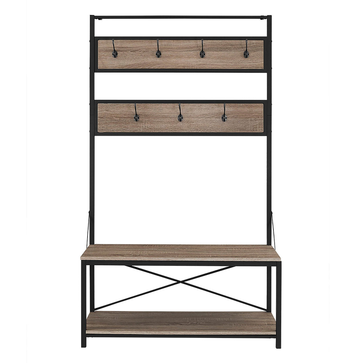 Rustic X-Back Hall Tree With Bench by Couch.com