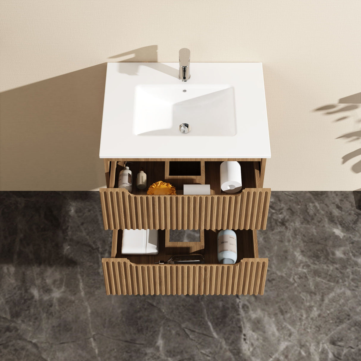 24" Wall Mount Bathroom Vanity Cabinet Floating (Cabinet Only) - Walnut by Couch.com