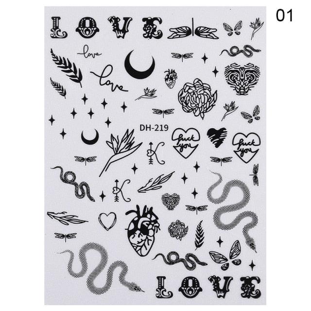 3D Nail Sticker Russian English Letter Sticker For Nails Foil Love Heart Design Accessories Fashion Manicures Sticker Decoration Nail Art Stickers Water Transfer Nail Decals Full Wraps Gradient Acrylic Nail Kits for Women Manicure Decoration
