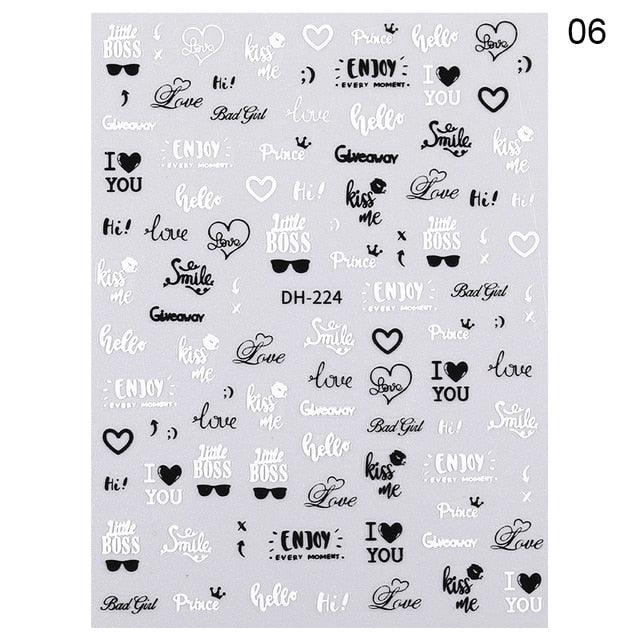 3D Nail Sticker Russian English Letter Sticker For Nails Foil Love Heart Design Accessories Fashion Manicures Sticker Decoration Nail Art Stickers Water Transfer Nail Decals Full Wraps Gradient Acrylic Nail Kits for Women Manicure Decoration