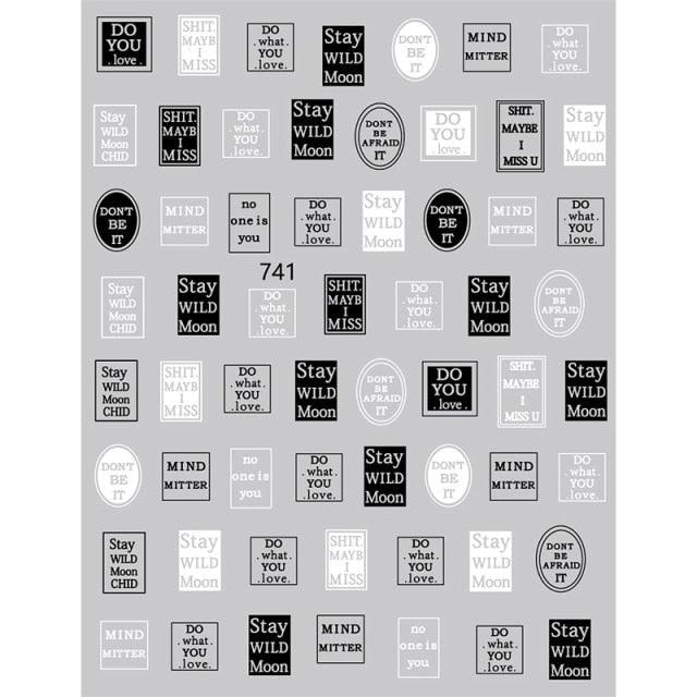 3D Nail Sticker Russian English Letter Sticker For Nails Foil Love Heart Design Accessories Fashion Manicures Sticker Decoration Nail Art Stickers Water Transfer Nail Decals Full Wraps Gradient Acrylic Nail Kits for Women Manicure Decoration