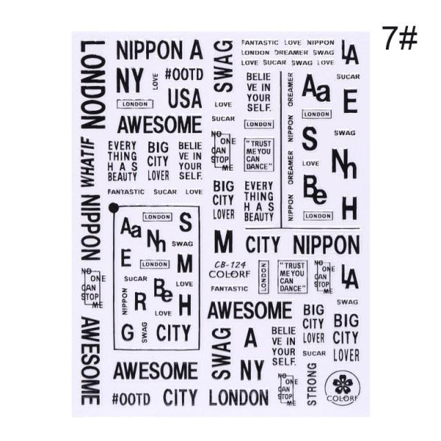 3D Nail Sticker Russian English Letter Sticker For Nails Foil Love Heart Design Accessories Fashion Manicures Sticker Decoration Nail Art Stickers Water Transfer Nail Decals Full Wraps Gradient Acrylic Nail Kits for Women Manicure Decoration