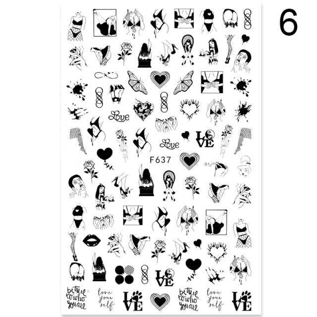 3D Nail Sticker Russian English Letter Sticker For Nails Foil Love Heart Design Accessories Fashion Manicures Sticker Decoration Nail Art Stickers Water Transfer Nail Decals Full Wraps Gradient Acrylic Nail Kits for Women Manicure Decoration
