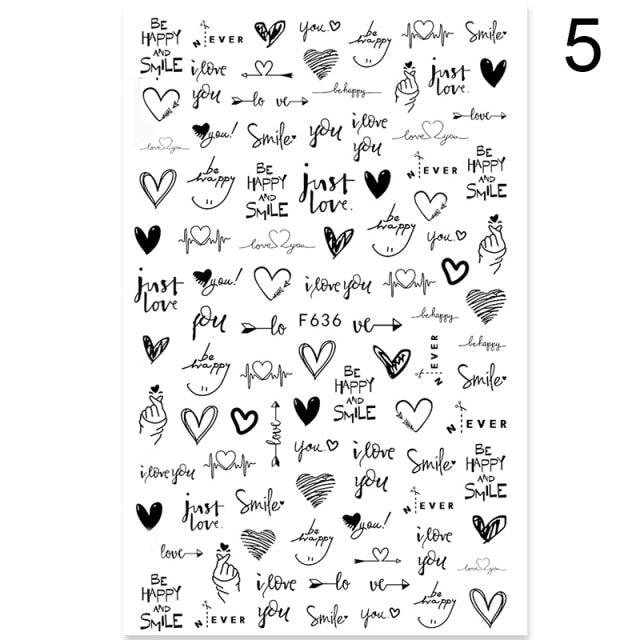 3D Nail Sticker Russian English Letter Sticker For Nails Foil Love Heart Design Accessories Fashion Manicures Sticker Decoration Nail Art Stickers Water Transfer Nail Decals Full Wraps Gradient Acrylic Nail Kits for Women Manicure Decoration