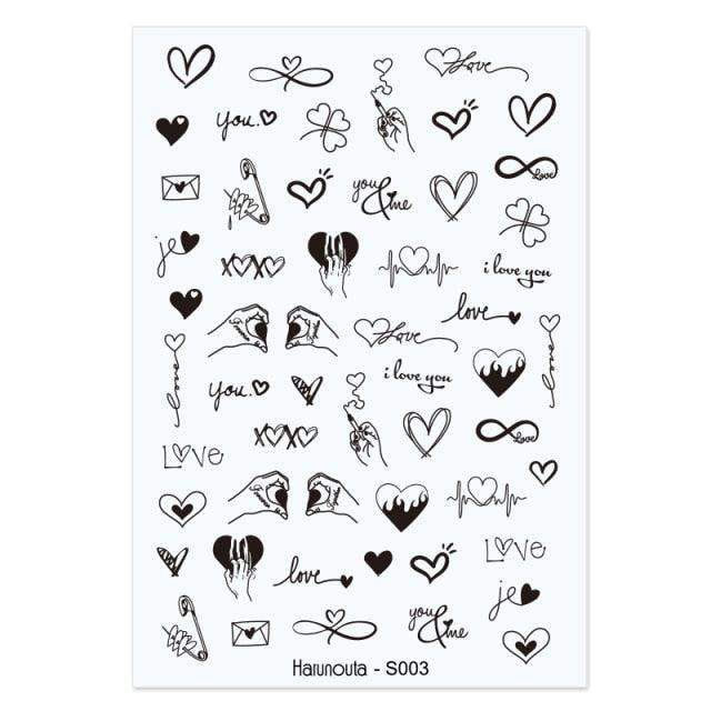 3D Nail Sticker Russian English Letter Sticker For Nails Foil Love Heart Design Accessories Fashion Manicures Sticker Decoration Nail Art Stickers Water Transfer Nail Decals Full Wraps Gradient Acrylic Nail Kits for Women Manicure Decoration
