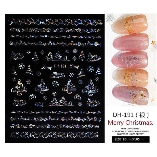 3D Nail Stickers Decals Snowflakes Elk Bear Christmas Xmas Transfer Stickers Nail Art Self-Adhesive Decals Decoration Nail Art Stickers Decals Christmas Snowflake Bronzing Christmas Slider Nail Art 3D Decals Decoration