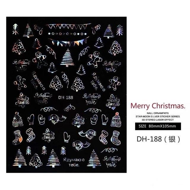 3D Nail Stickers Decals Snowflakes Elk Bear Christmas Xmas Transfer Stickers Nail Art Self-Adhesive Decals Decoration Nail Art Stickers Decals Christmas Snowflake Bronzing Christmas Slider Nail Art 3D Decals Decoration