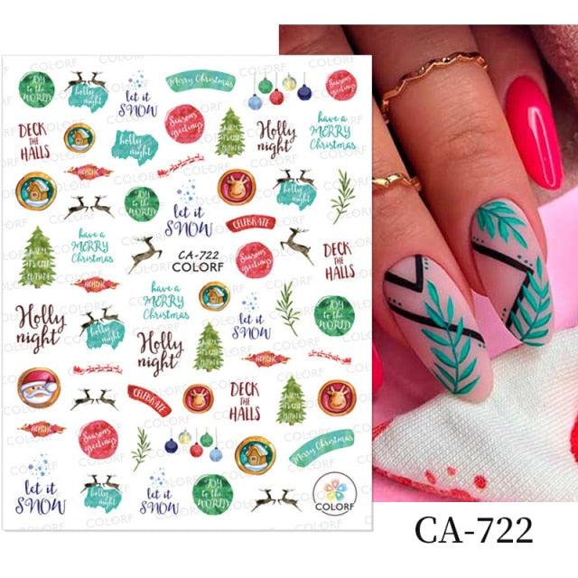 3D Nail Stickers Decals Snowflakes Elk Bear Christmas Xmas Transfer Stickers Nail Art Self-Adhesive Decals Decoration Nail Art Stickers Decals Christmas Snowflake Bronzing Christmas Slider Nail Art 3D Decals Decoration