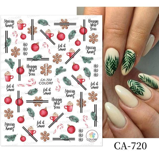 3D Nail Stickers Decals Snowflakes Elk Bear Christmas Xmas Transfer Stickers Nail Art Self-Adhesive Decals Decoration Nail Art Stickers Decals Christmas Snowflake Bronzing Christmas Slider Nail Art 3D Decals Decoration
