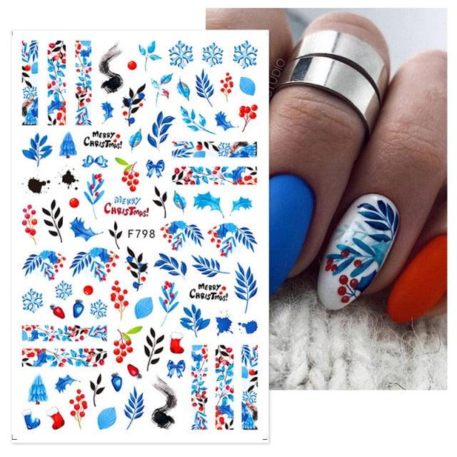 3D Nail Stickers Decals Snowflakes Elk Bear Christmas Xmas Transfer Stickers Nail Art Self-Adhesive Decals Decoration Nail Art Stickers Decals Christmas Snowflake Bronzing Christmas Slider Nail Art 3D Decals Decoration