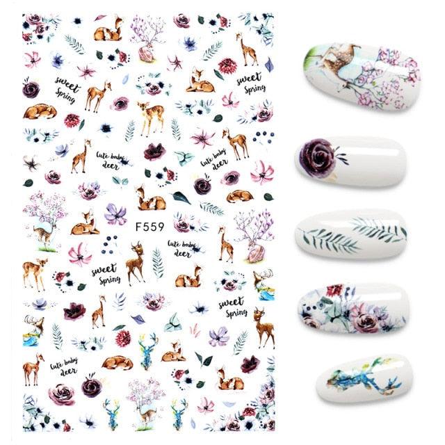 3D Nail Stickers Leaves Butterfly Panda Love Heart Design Stickers For Nails Manicure Foil Nail Art Decor Girls Manicure Decoration Nail Art Supplies 3D Self-Adhesive Nail Decals Designer Nail Stickers for Acrylic Nails