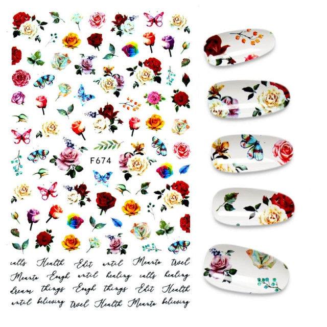 3D Nail Stickers Leaves Butterfly Panda Love Heart Design Stickers For Nails Manicure Foil Nail Art Decor Girls Manicure Decoration Nail Art Supplies 3D Self-Adhesive Nail Decals Designer Nail Stickers for Acrylic Nails