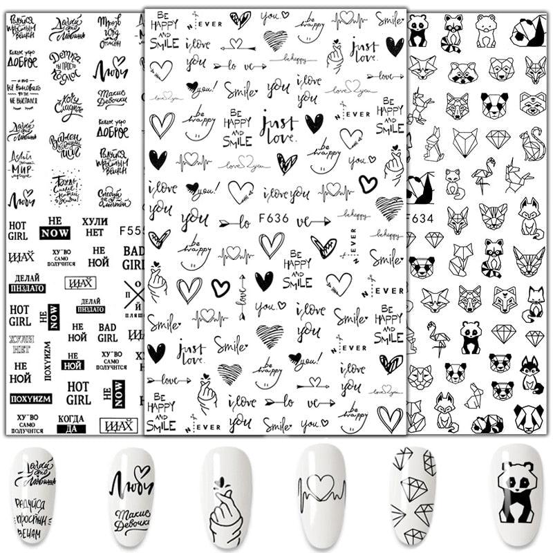 3D Nail Stickers Leaves Butterfly Panda Love Heart Design Stickers For Nails Manicure Foil Nail Art Decor Girls Manicure Decoration Nail Art Supplies 3D Self-Adhesive Nail Decals Designer Nail Stickers for Acrylic Nails
