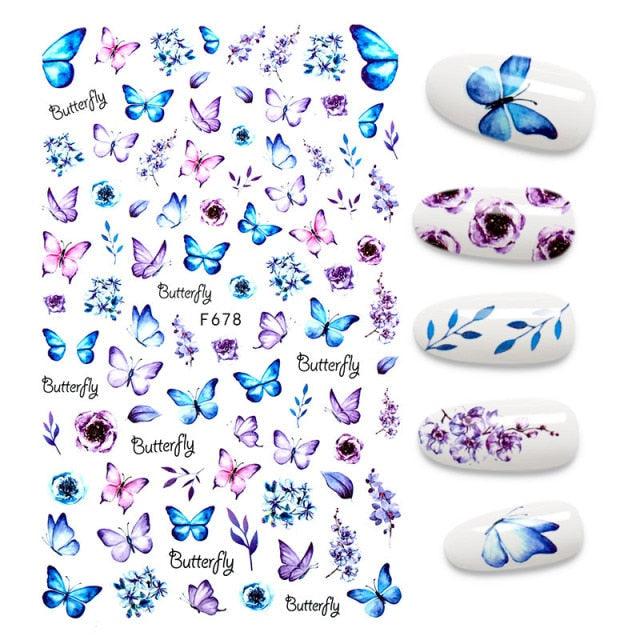 3D Nail Stickers Leaves Butterfly Panda Love Heart Design Stickers For Nails Manicure Foil Nail Art Decor Girls Manicure Decoration Nail Art Supplies 3D Self-Adhesive Nail Decals Designer Nail Stickers for Acrylic Nails