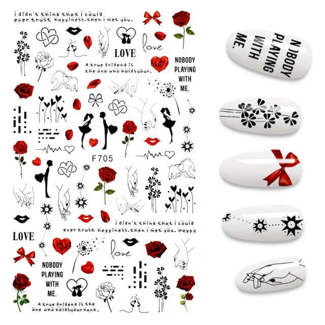 3D Nail Stickers Leaves Butterfly Panda Love Heart Design Stickers For Nails Manicure Foil Nail Art Decor Girls Manicure Decoration Nail Art Supplies 3D Self-Adhesive Nail Decals Designer Nail Stickers for Acrylic Nails