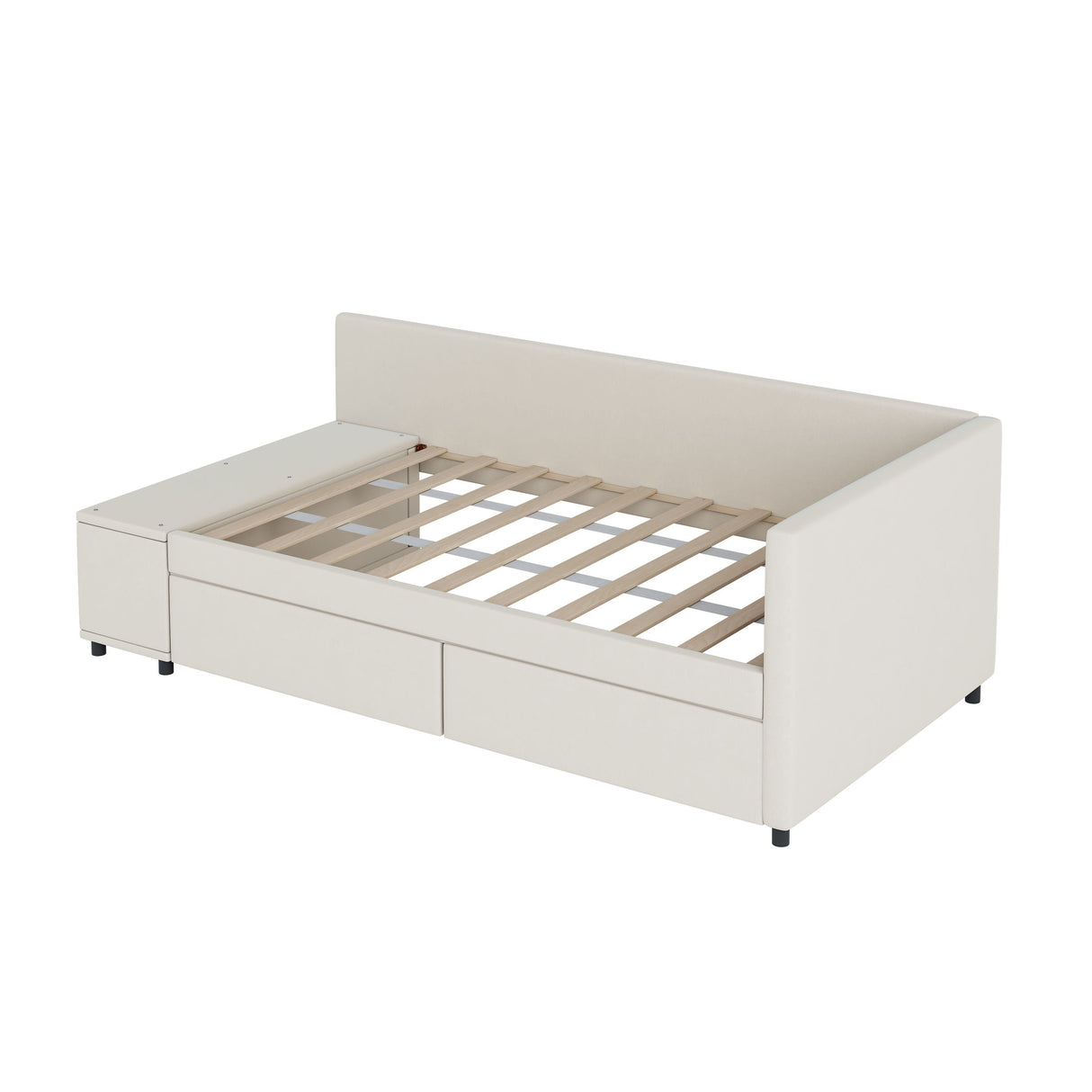 L Shaped Upholstered Platform Bed With Storage And Drawers by Couch.com