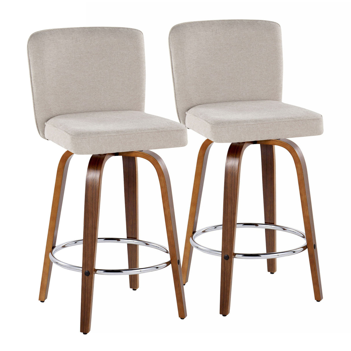 Henry - Contemporary Fixed Height Counter Stool With Swivel With Round Footrest (Set of 2) by Couch.com